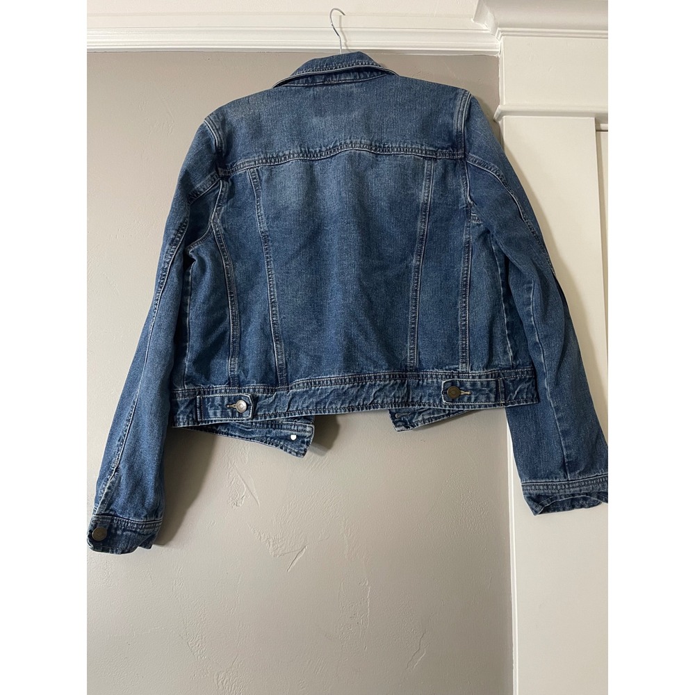 Alexander Jordan Womens Medium Wash Denim Trucker Jacket Size M Blue Cropped - Picture 6 of 9